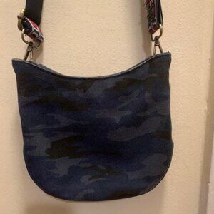 Adorable Chic Blue Camouflage Cross Body Bag with Awesome Guitar Strap